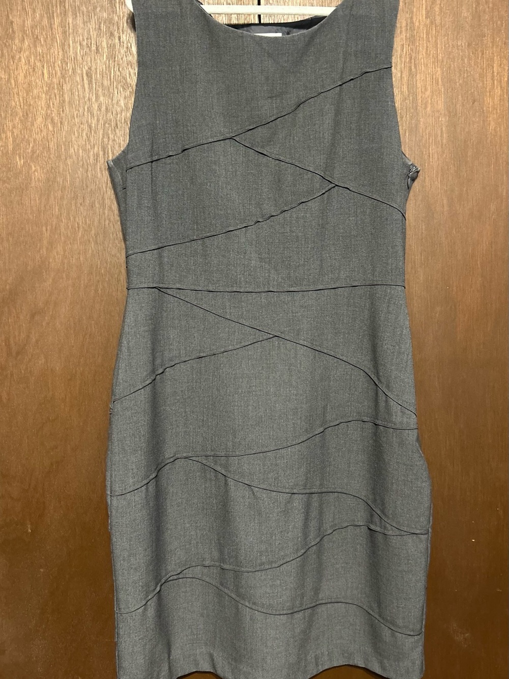 Calvin Klein Charcoal Gray Sleeveless Tiered Midi Sheath Dress